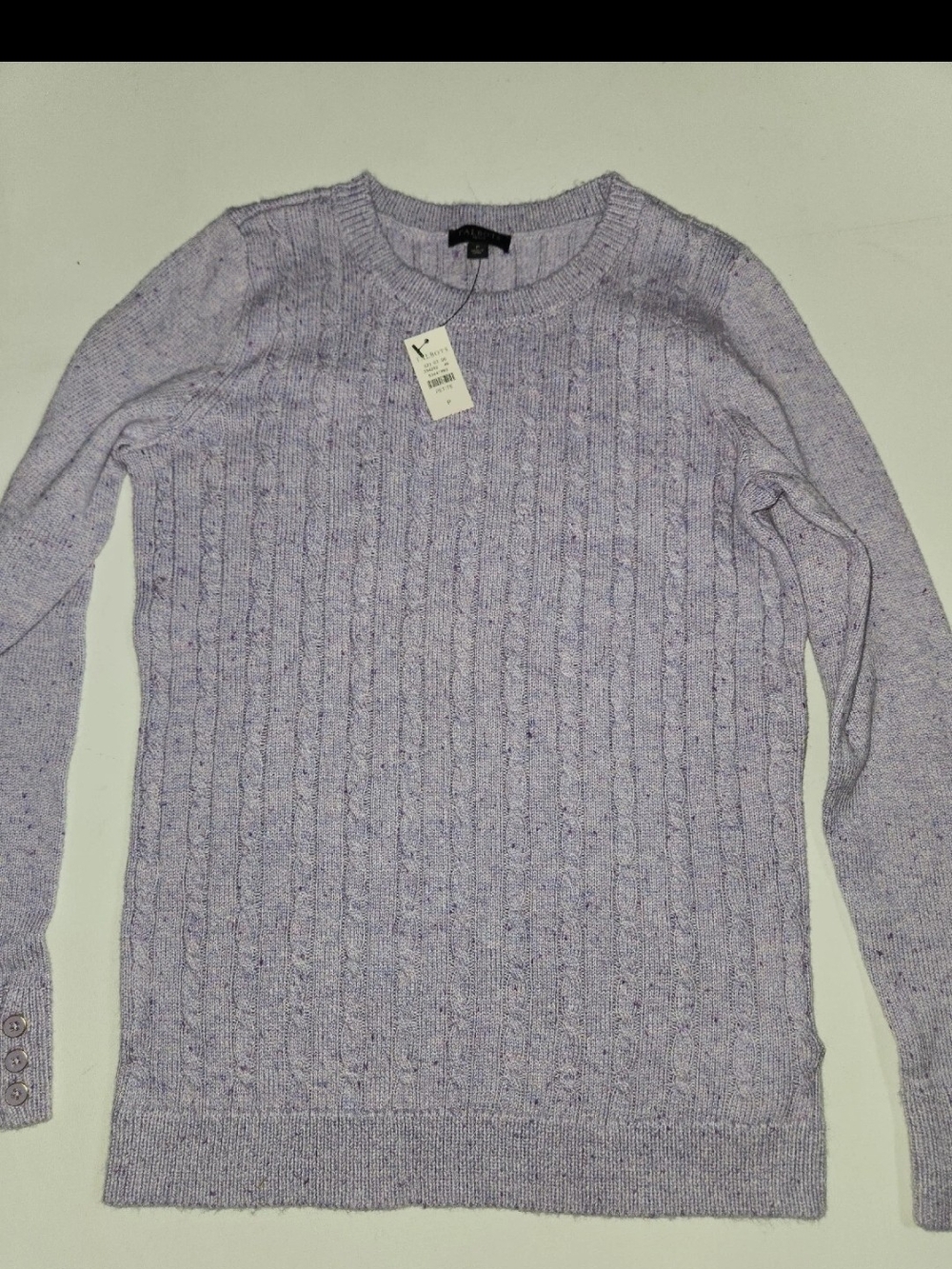 Talbots Lavender Crewneck Cable Knit Sweater Size Petite P